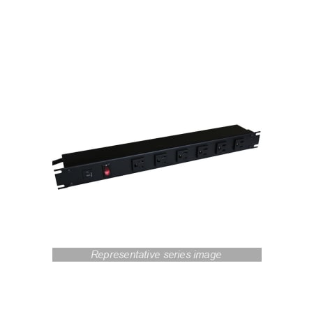 Hammond 15A 6 Outlet Strip w/ switch, 15 ft. cord, Outlets Front, Black 1582H6B1BK